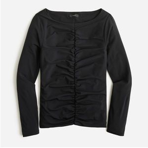 J. Crew Black Ruched Long Sleeve Top
